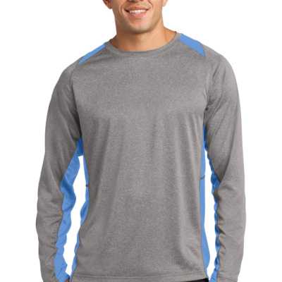 Sport Tek Long Sleeve Heather Colorblock Contender Tee ST361LS Long Sleeve Heather Colorblock Contender Tee Thumbnail
