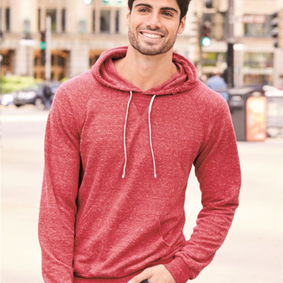 Jerzees Unisex Snow Heather French Terry Raglan Hooded Sweatshirt 90MR Unisex Snow Heather French Terry Raglan Hooded Sweatshirt Thumbnail