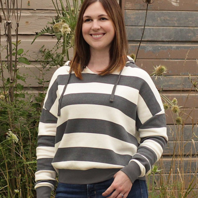 MV Sport Women's Striped Fleece Boxy Hooded Sweatshirt W21721 Women's Striped Fleece Boxy Hooded Sweatshirt Thumbnail