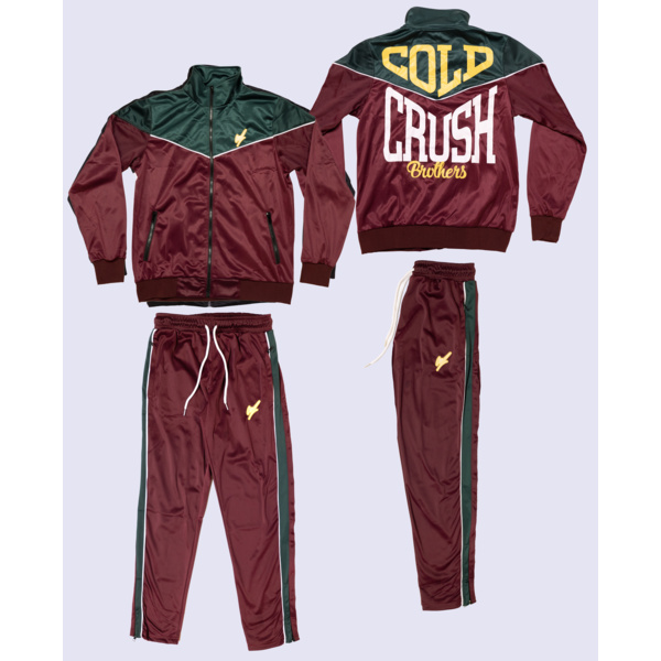 COLD CRUSH BROTHERS BURGANDY TRACK SUIT Thumbnail